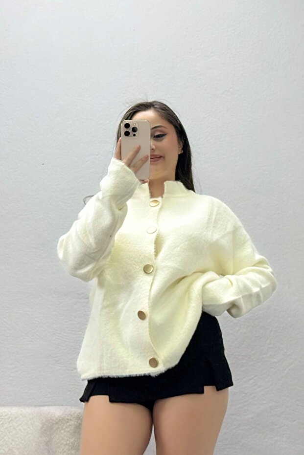 Women's Buttoned Knitwear Cardigan Ecru