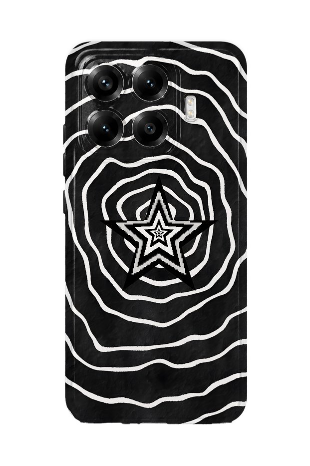 Xiaomi 17t Pro Compatible Black and White Star Pattern Transparent Phone Case