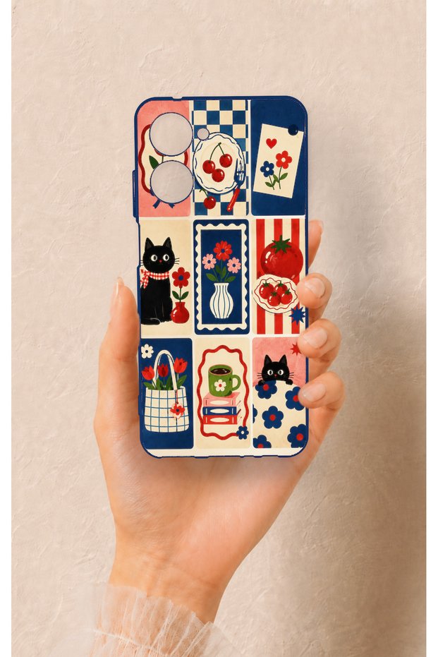 Realme 10 Compatible Cute Cat and Flower Pattern Silicone Case