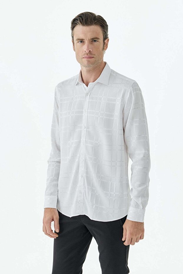 White Checkered Comfort Fit Shirt