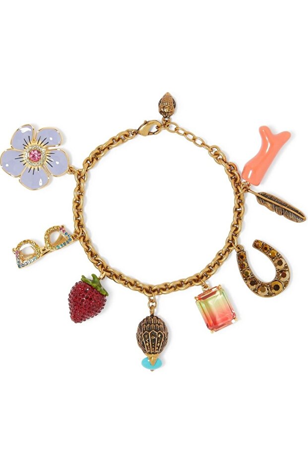 Multi Charms Bracelet, Gold Color, Figured Design