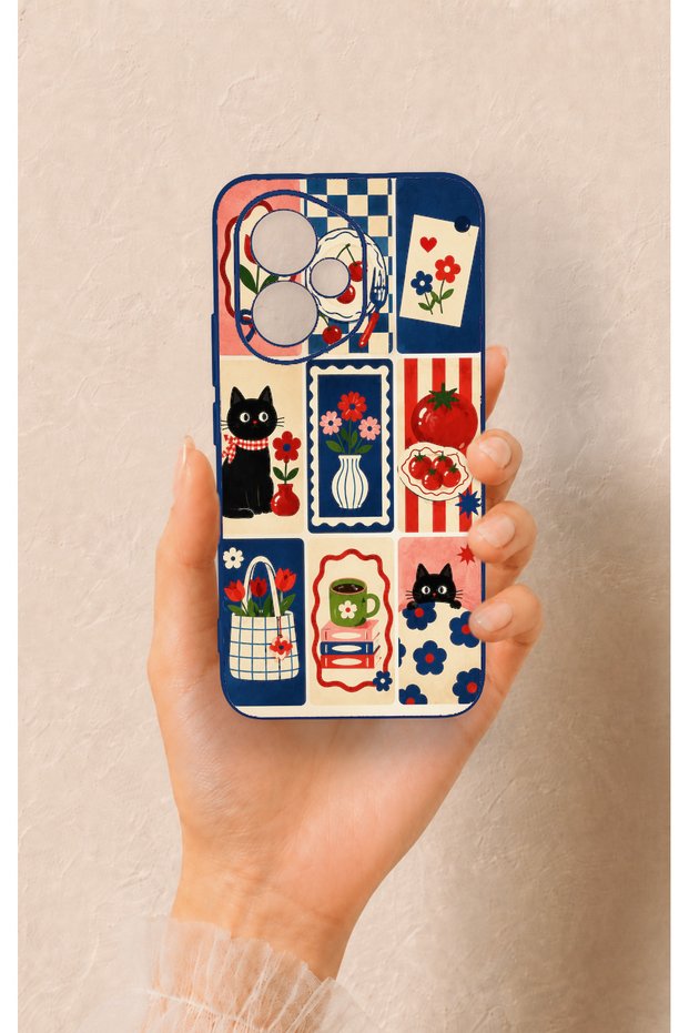 Honor 400 Compatible Cute Cat and Flower Pattern Silicone Case