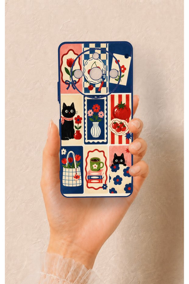Realme 11 Pro Compatible Cute Cat and Flower Pattern Silicone Case