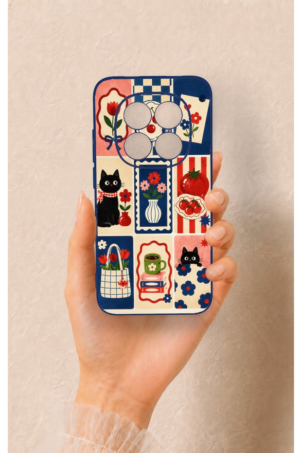 Redmi Note 15 Pro 5g Compatible Cute Cat and Flower Pattern Silicone Case