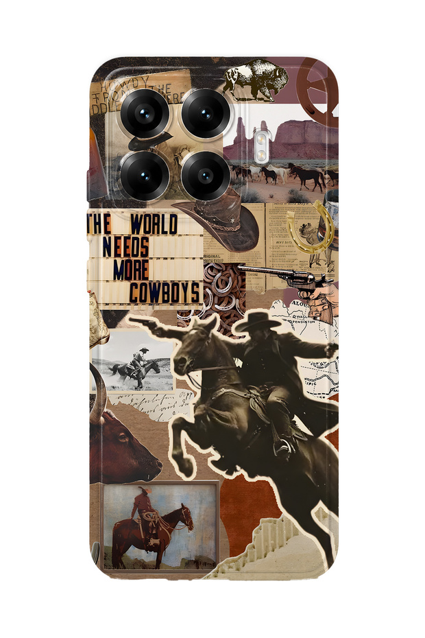 Xiaomi 17t Pro Compatible Cowboy Western Collage Pattern Transparent Phone Case
