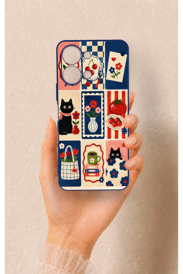Vivo Y05 4g Compatible Cute Cat and Flower Pattern Silicone Case