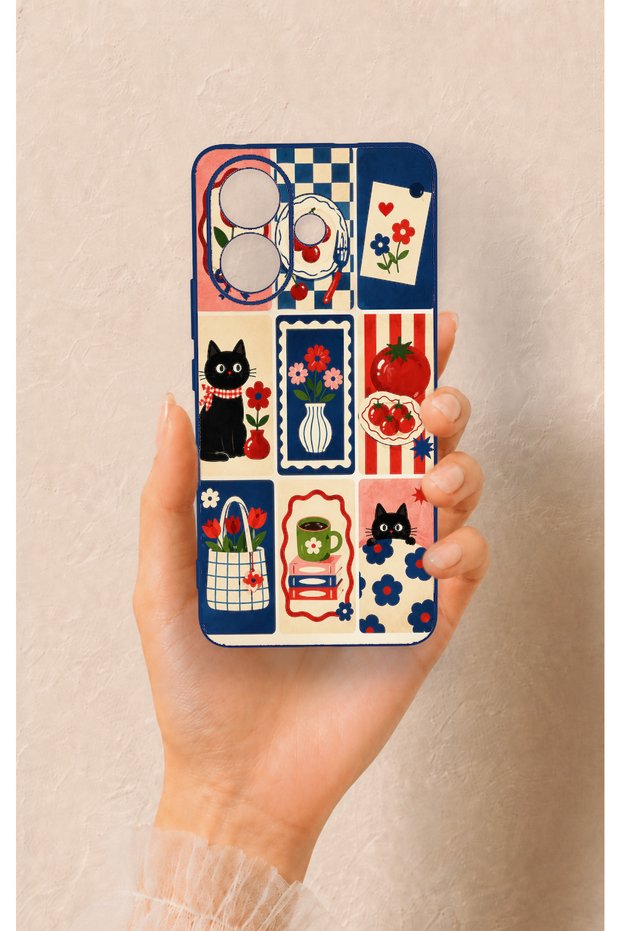Vivo V60 Lite Compatible Cute Cat and Flower Pattern Silicone Case