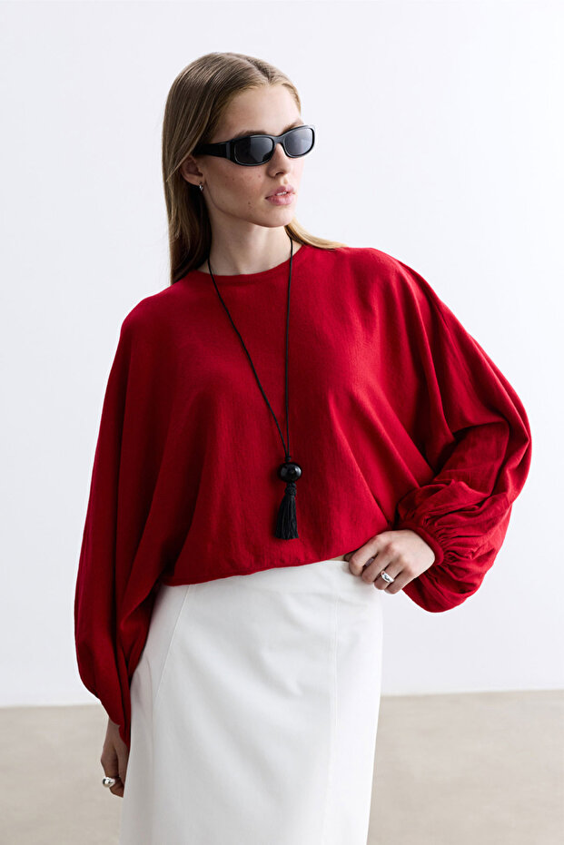 Red Balloon Sleeved Sweater