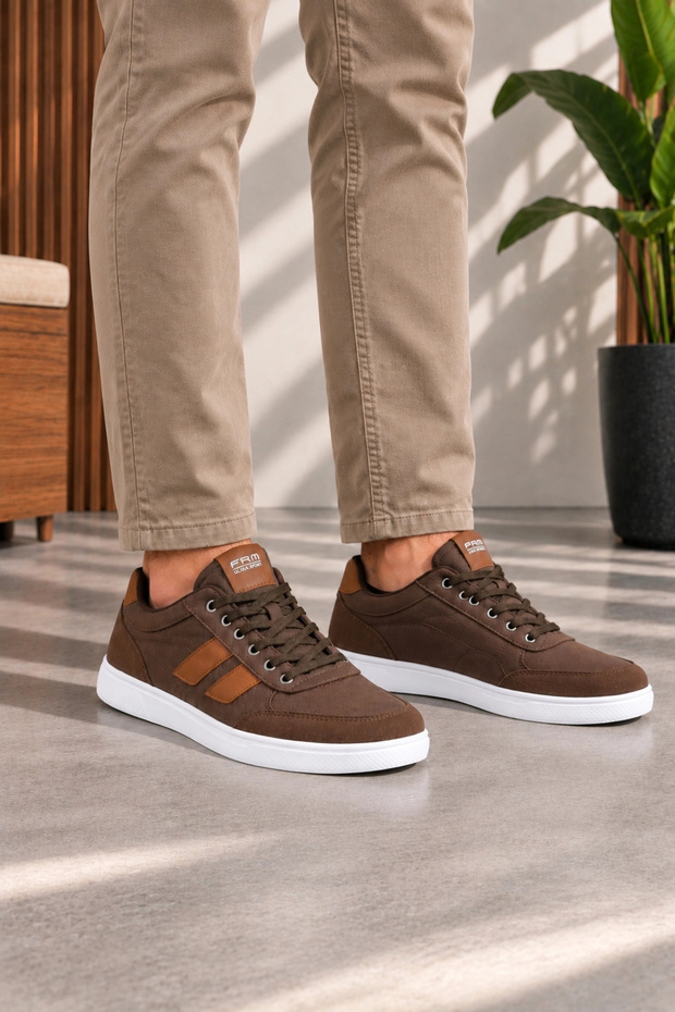 Nidus Men's Lace-Up Casual Daily Shoes - Brown