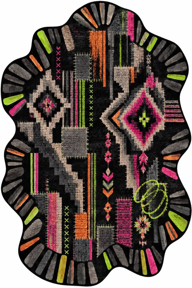 Auraplus Neon Ethnic Pattern Woven Base Decorative Carpet Auraplus85