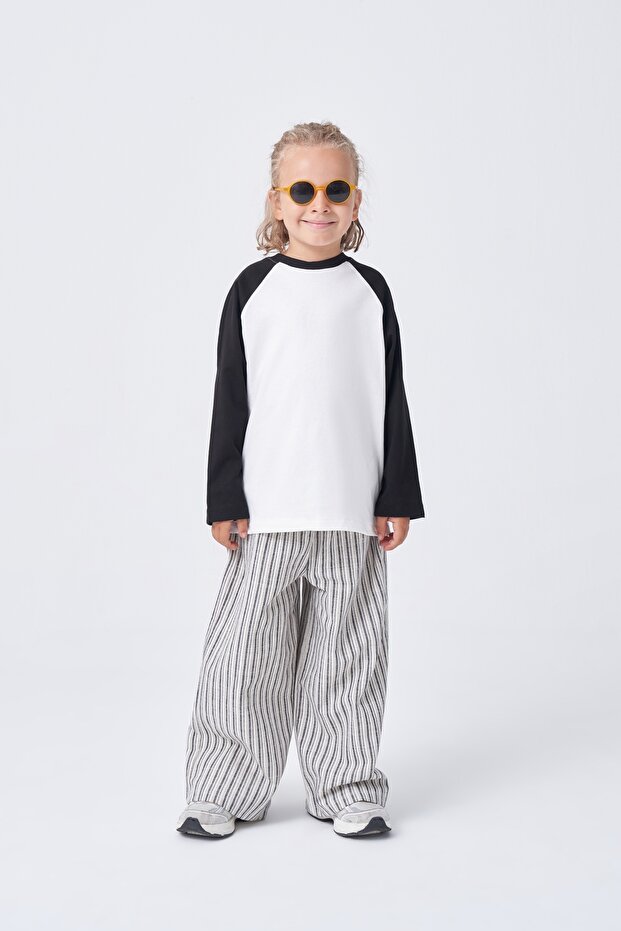 Unisex Children's Striped Pants Set Black
