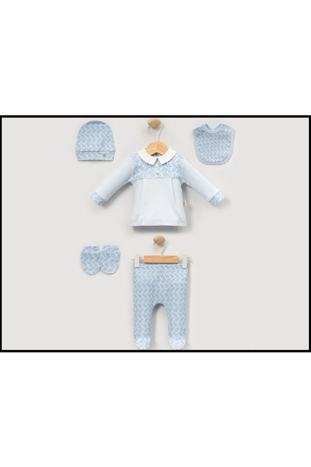 Baby Boy Blue Hospital Release Bodysuit Set of 5