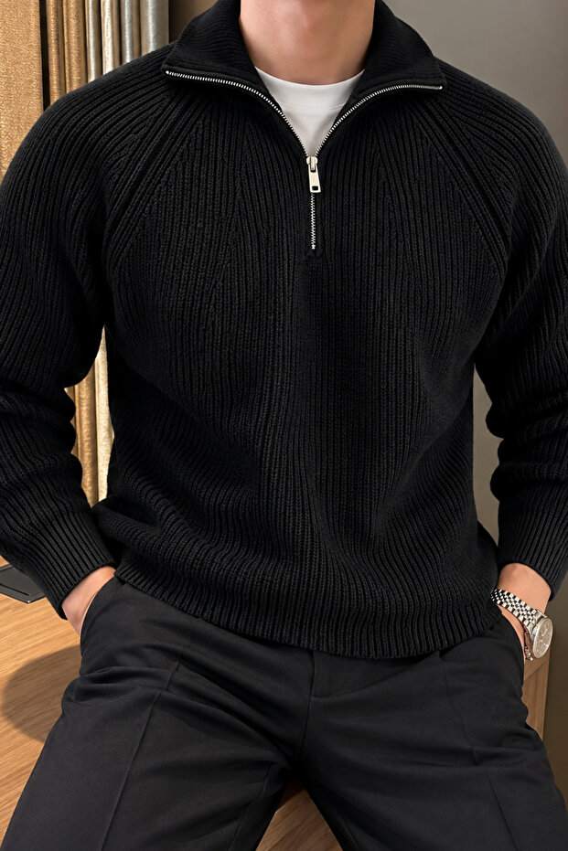 Men's Sweater Half Zipper Stand Collar Thessaloniki Knitted Sweater