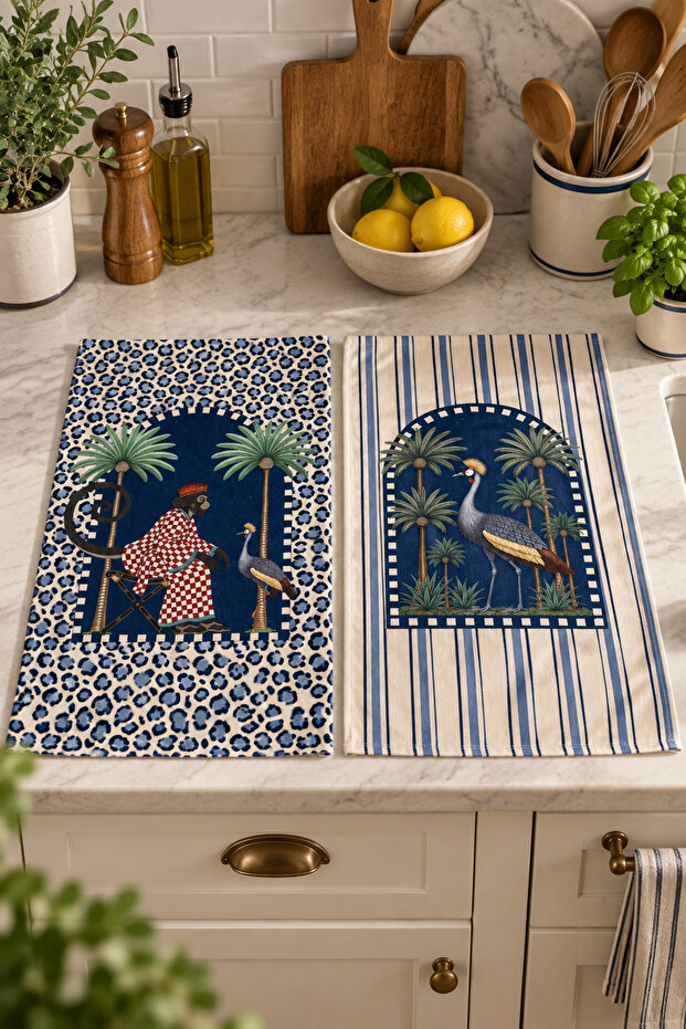 Patterned Kitchen Towels (Set of 2) |   30×50 cm - Palm Royale