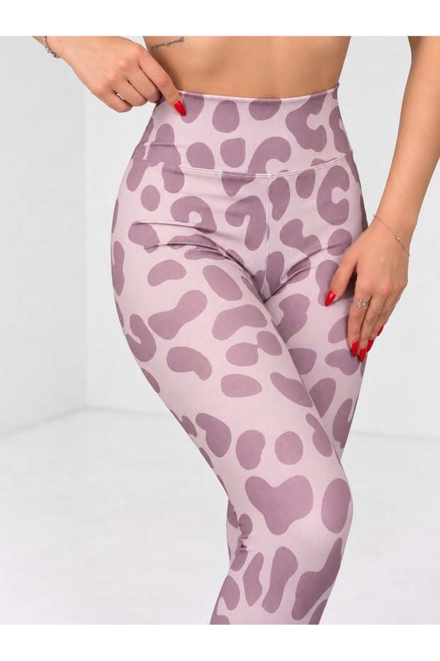 Patterned Women's High Waist Ribbed Leggings – Stretchy Fabric Special Design