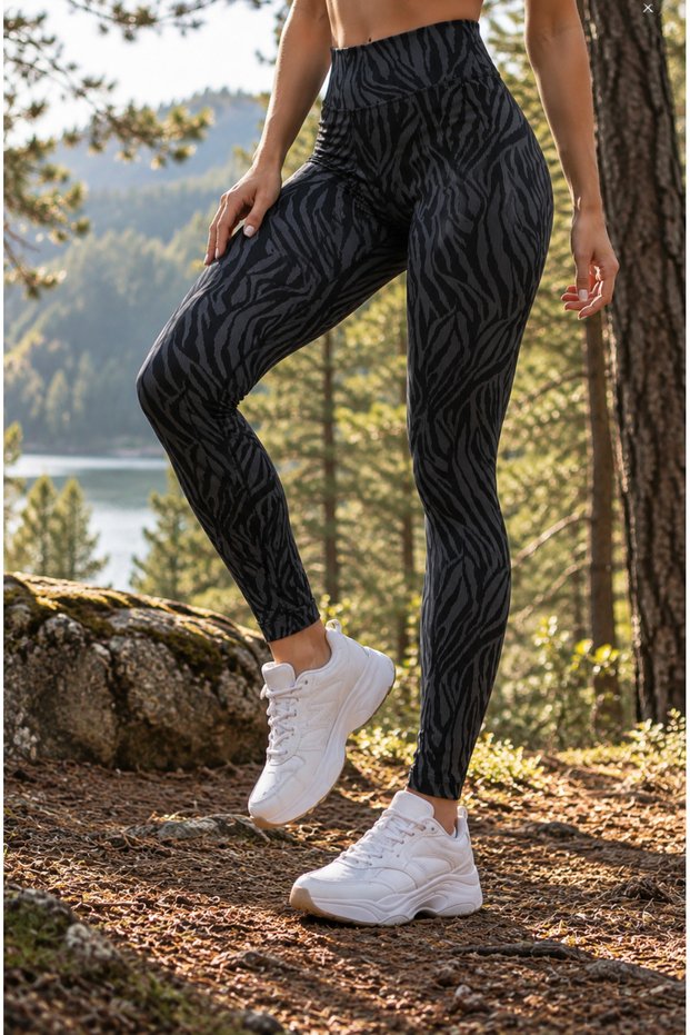 Patterned Women's High Waist Ribbed Leggings – Stretchy Fabric Special Design