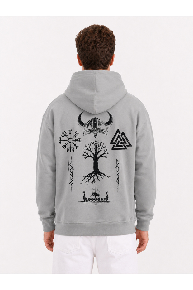 Viking Printed Oversized Sweatshirt Hoodie