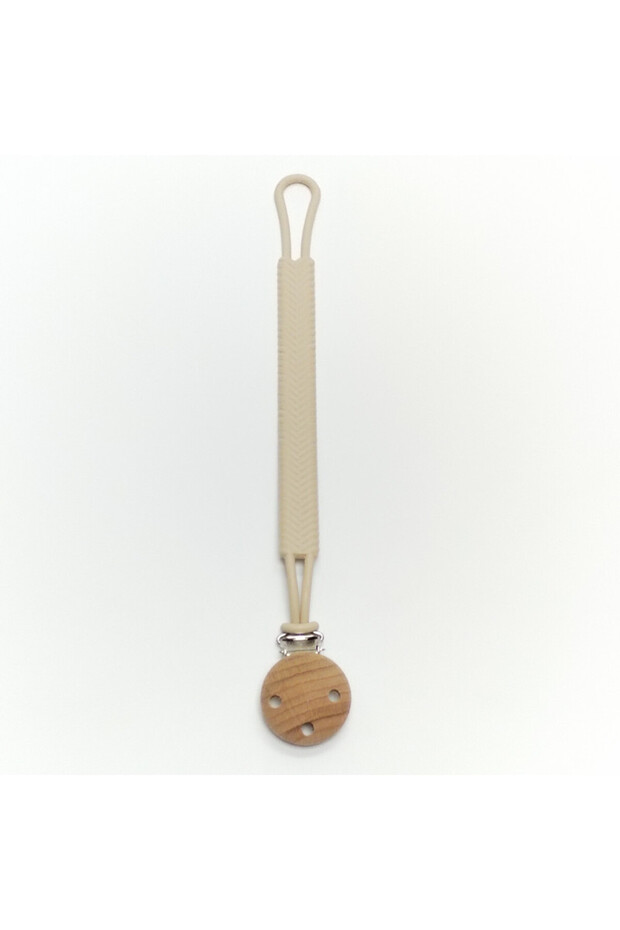 Beige Baby Pacifier Teether Anti Drop Chain Rope Food Grade Silicone One Pacifier Chain Pendant
