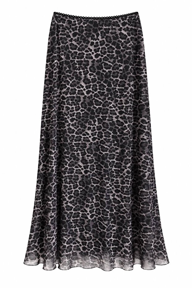 Leopard Printed Long Chiffon Skirt