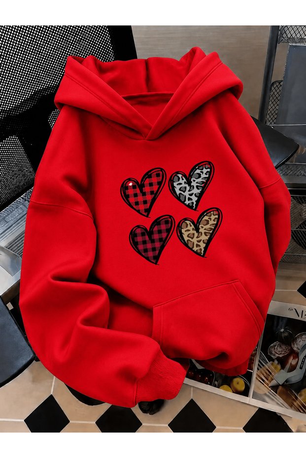 Women's Hooded Sweatshirt – 3 Thread Raster Printed Winter Hoodie
