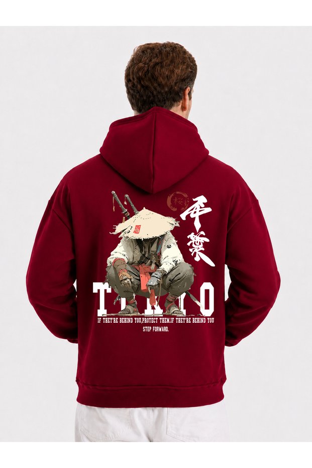 Oversize Sweatshirt Samurai Japan Hoodie Unisex 3 Yarn Ribbed