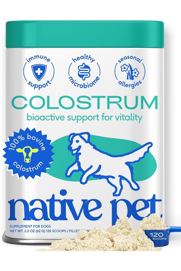 Colostrum for Dogs – Bovine Colostrum Powder – Allergy Relief, Immune Support & Itchy Skin Treatment – Dog Multivitamins for Skin & Gut Health – Puppy Milk Replacement & Prebiotic -120 ct.