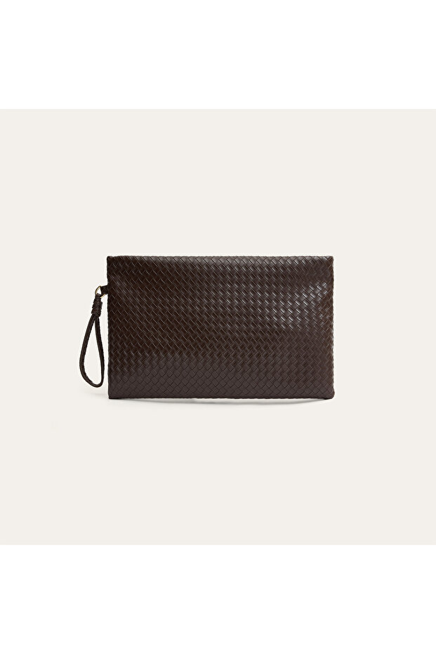 Women's Brown Knitted Look Portfolio Handbag