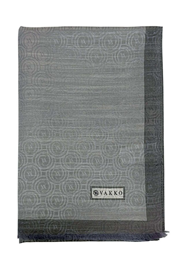 Cotton Silk Shawl - Spiral Monogram - Gray