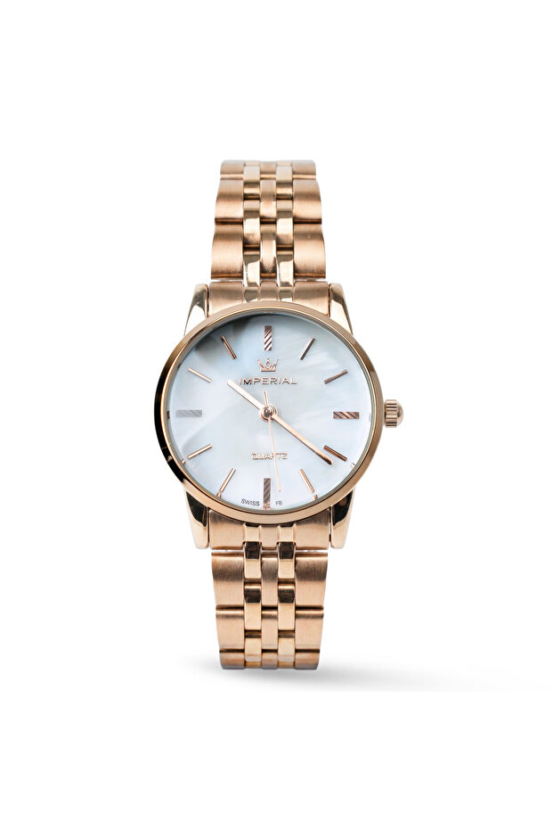 Men's Rose Gold Stainless Steel Watch, White Dial, Y121 Movement, Butterfly Clasp, 3ATM