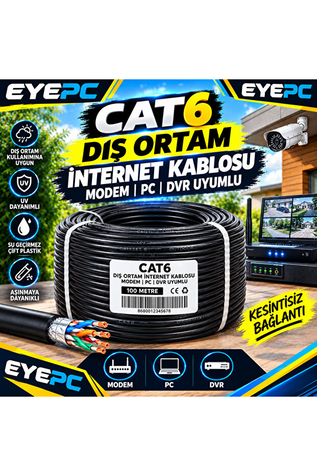 5 Meters Outdoor Cat6 Cable Dual Plastic Protection Modem Inter-Pc