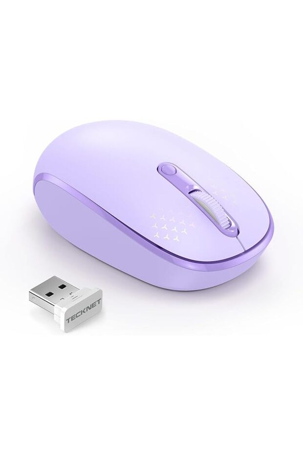 ماوس لاسلكي للكمبيوتر المحمول، ماوس كمبيوتر هادئ 2.4 جيجا هرتز مع مستقبل USB، 4 أزرار محمولة C