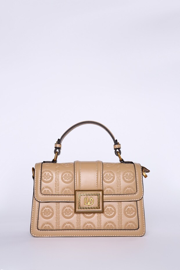 Mink Monogram Patterned Leather Hand and Shoulder Bag