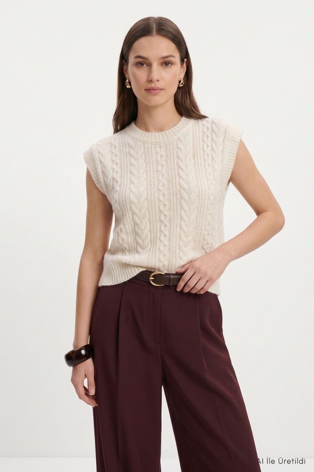 Crew neck knitted sweater