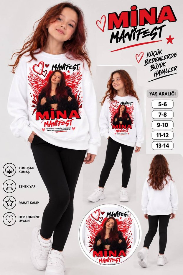 Mina Manifest Printed Girls' Leggings Sweatshirt Set