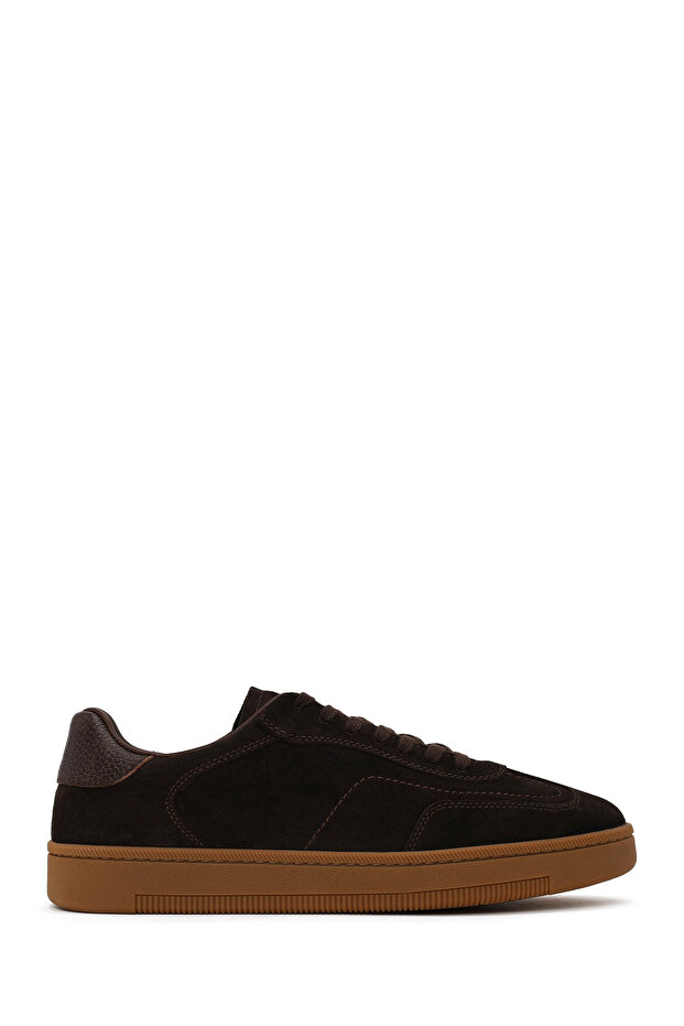 Men's Brown Lace-Up Thick Soled Suede Leather Sneaker Wm660016Ds