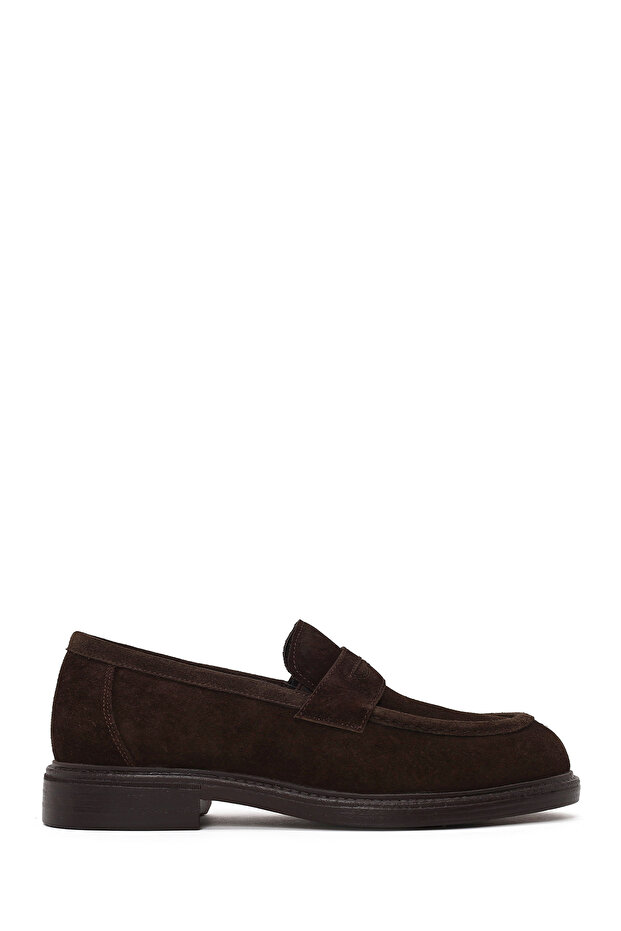 Black Men's Brown Suede Leather Loafer Wm680029Ds