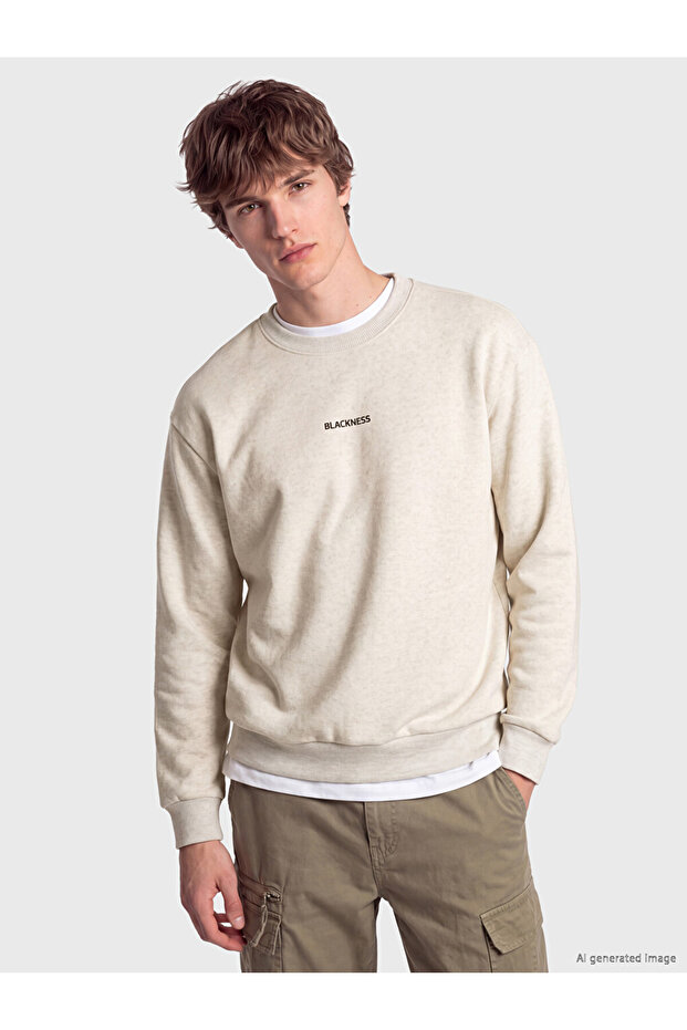 Rmz Gi̇yi̇m Farkiyla Zero Roba Collar Printed Men's Sweatshirt