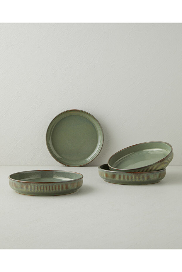 Boheme Stoneware 4-Piece Bowl Set 23 cm Green