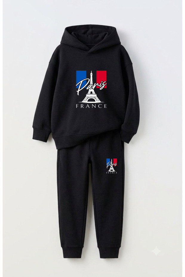 Paris Printed Premium Sweatshirt & Sweatpants Set for Kids - 2 Piece Sports Set