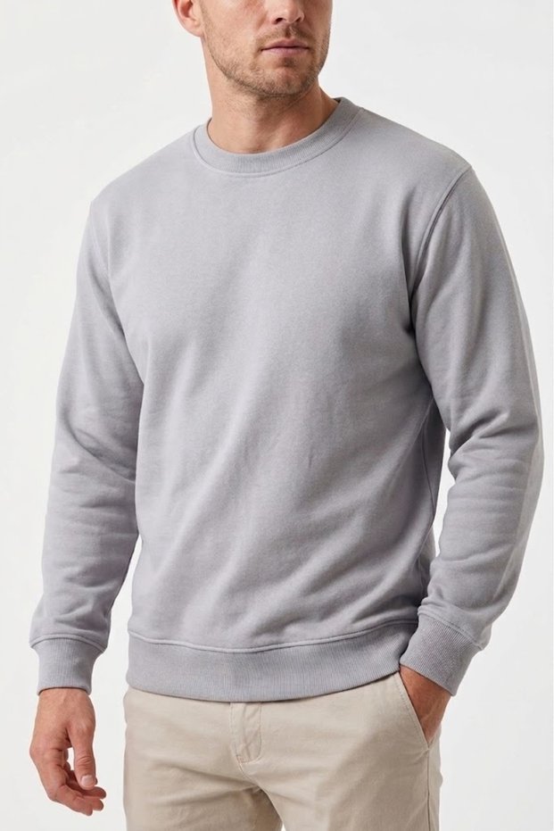 3 Thread Men's Crew Neck Sweatshirt Soft Fabric Smoked Gray Brown Black Stone