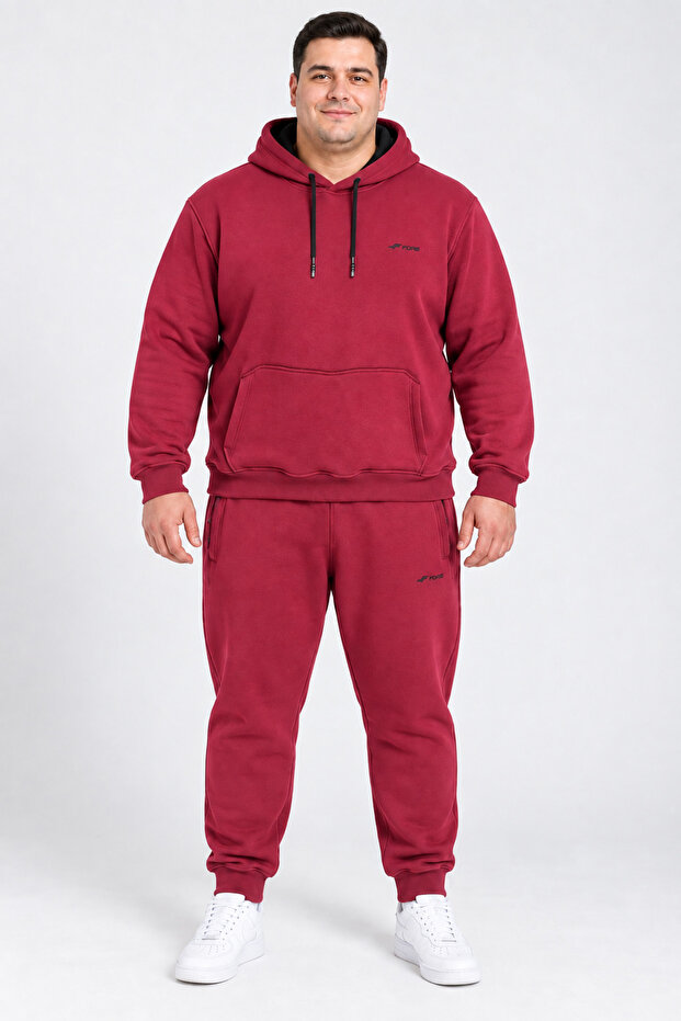 Men's 3 Thread Raster Hooded Super Battal Tracksuit Set 6Xl–9Xl