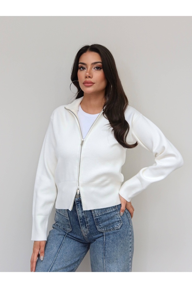 Double Zippered Knitwear Cardigan