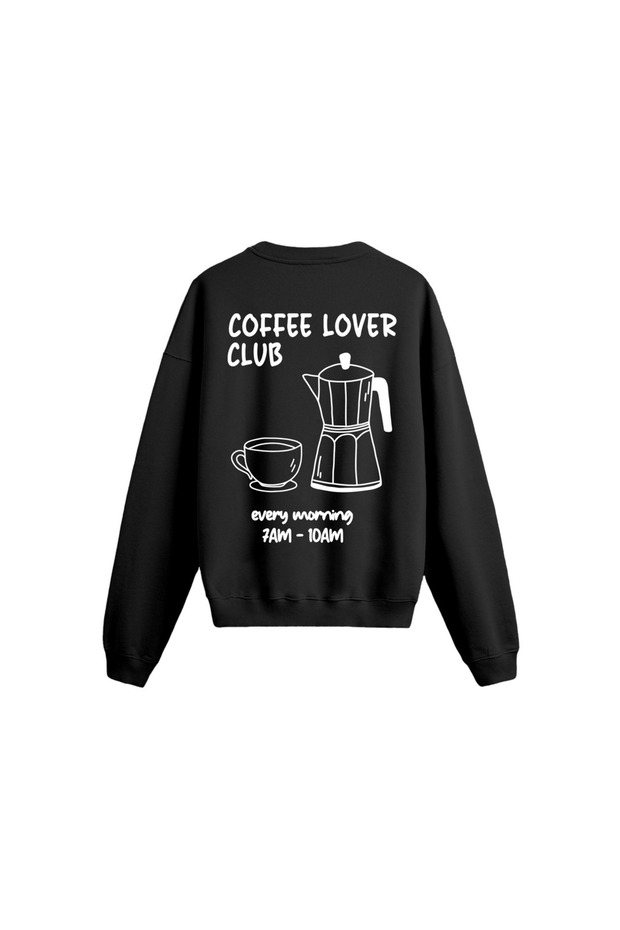 سويت شيرت كبير الحجم مطبوع عليه Coffee Lover