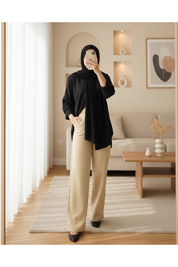 103901 Oversize Basic Hijab Shirt - Black
