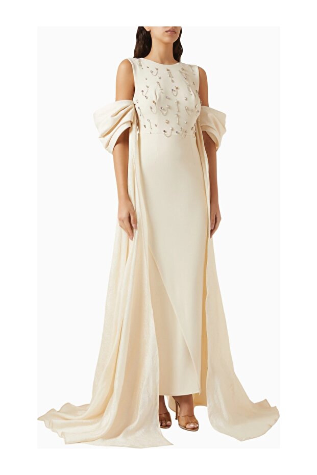 Embellished Off-Shoulder Maxi Women's Dress