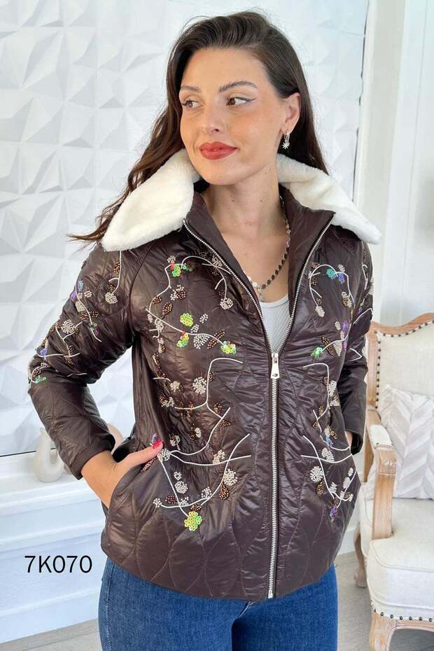 Stone Embroidered Inflatable Coat 7K070