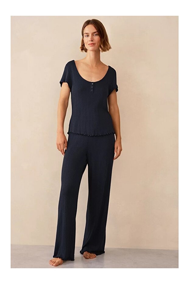 Pointelle Boat Neck Women's Pajama Top