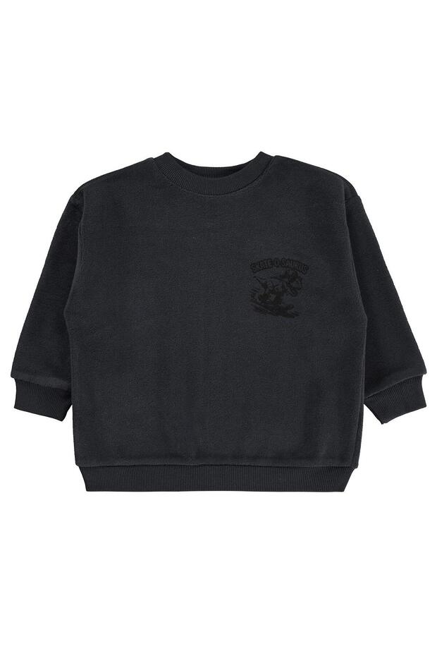 Civil Boy's Trex Printed Sweatshirt | Polar Long Sleeve | School Nursery and Daily Use - Gray