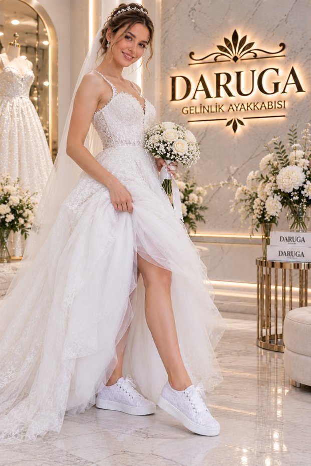 Pearl Detailed Bridal Shoes Lace-Up Wedge Sole Stylish and Comfortable Shoes