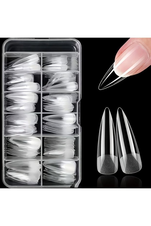 240Pcs 240PCS Full Cover Clear False Nail Tips Stiletto Pointed Fake Nails DIY Manicure Art For Gel